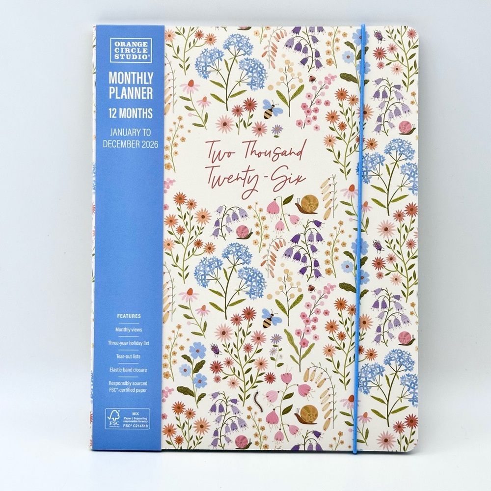 2026 Weekly Monthly 12-month Planner - Orange Circle Studio (Garden Snails)